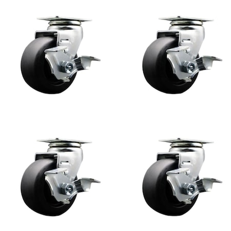 Service Caster Tool Box Caster Wheel Set 4'' Polyolefin Swivel Casters, 4PK TOOL-SCC-20S420-POB-TLB-4
